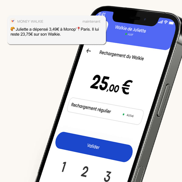 fonctionnalité "recharger" de l'application money walkie