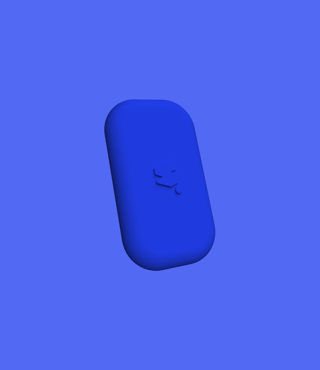 walkie bleu électrique vu de côté sur un arrière plan de couleur bleue