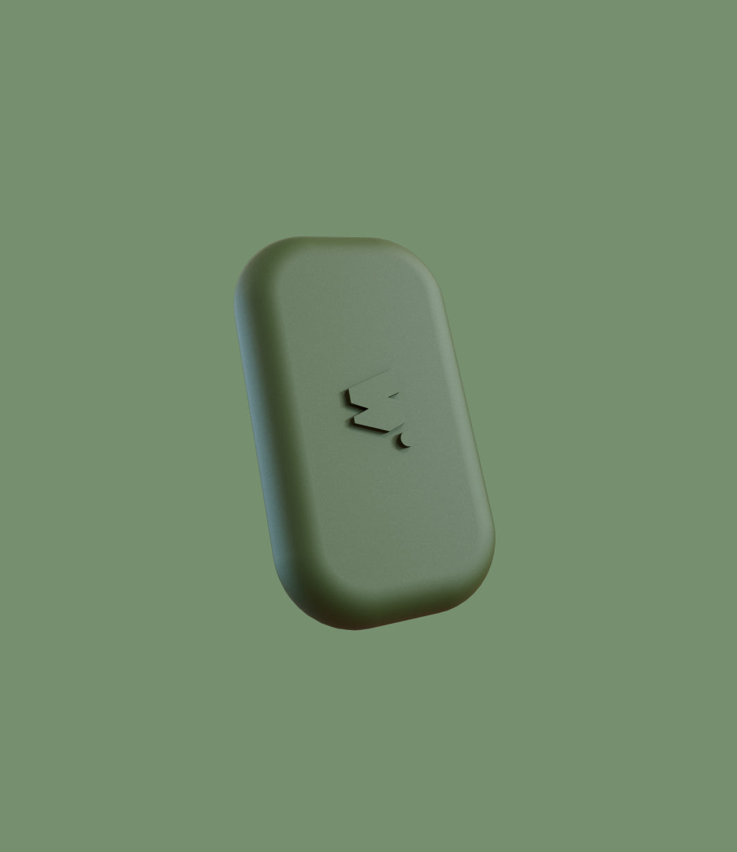 walkie kaki vu de côté sur un arrière plan de couleur vert foncé