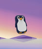 walkie Pingouin vu de coté sur un paysage représentant la banquise