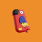 walkie perroquet rouge sur un arrière plan orange