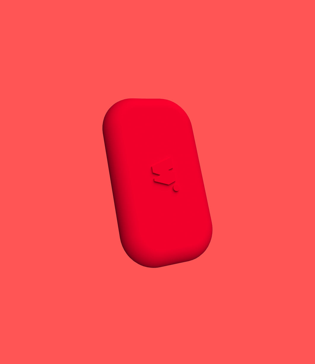 walkie rouge vu de côté sur un arrière plan de couleur rouge
