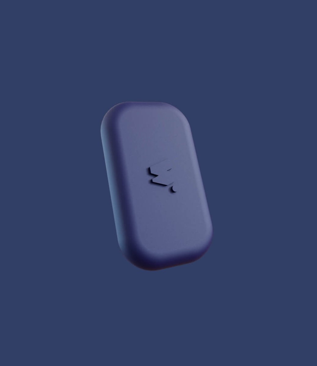 walkie bleu marine sur un arrière plan de couleur bleue