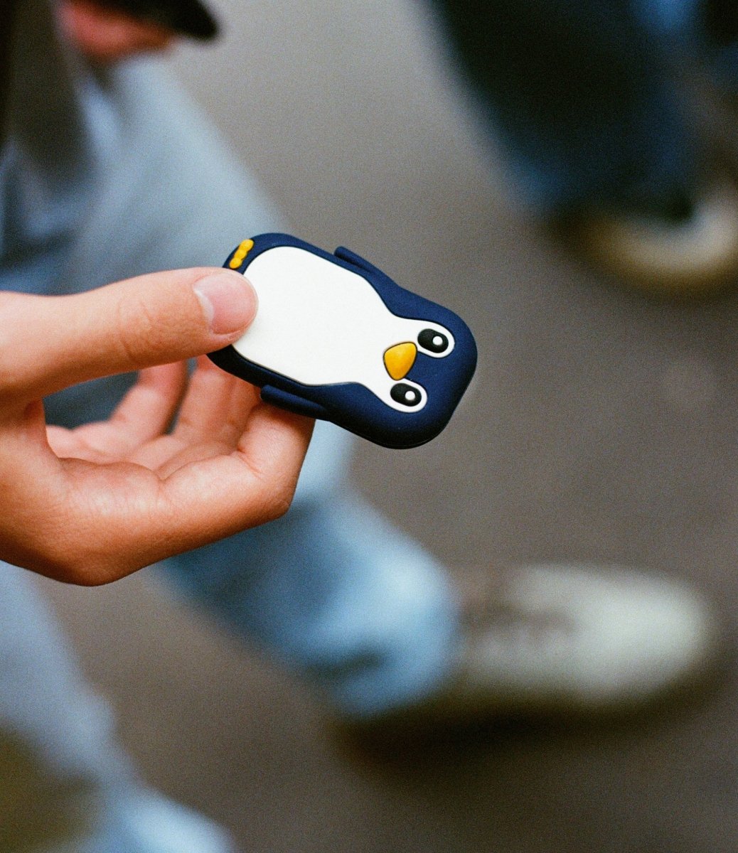 Walkie pingouin tenu dans une main